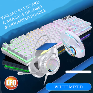 K500 Gaming Keyboard & Mouse RGB White/Mixed Bundle Plus Free Headset & Mousepad