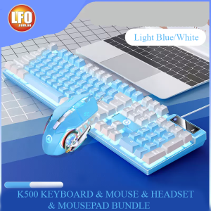 K500 Gaming Keyboard & Mouse RGB Light Blue Bundle Plus Free Headset & Mousepad